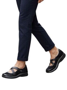 Rockport Aravon Pyper Cross Strap Maryjane Black Leather Comfort Size 7.5